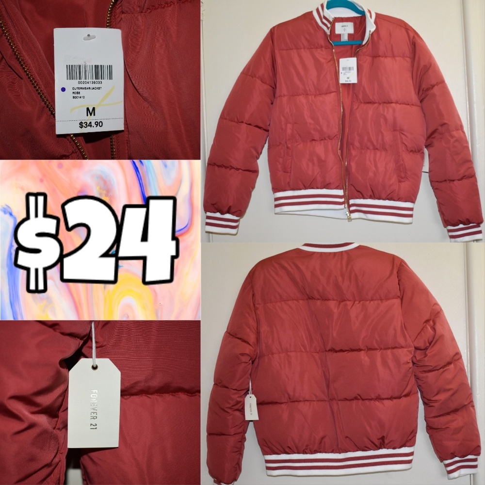 Forever 21 Orange White Stripped Jacket